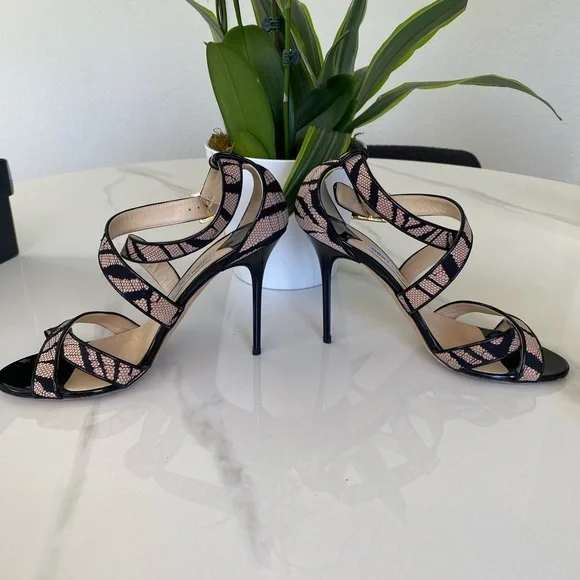 Jimmy Choo Strappy Snakeskin Heels - Size 39.5 (US 9.5) - Picture 3 of 12